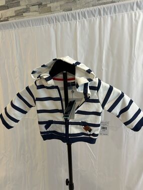 Andy & Evan Navy and White Striped Baby Hooded Jacket